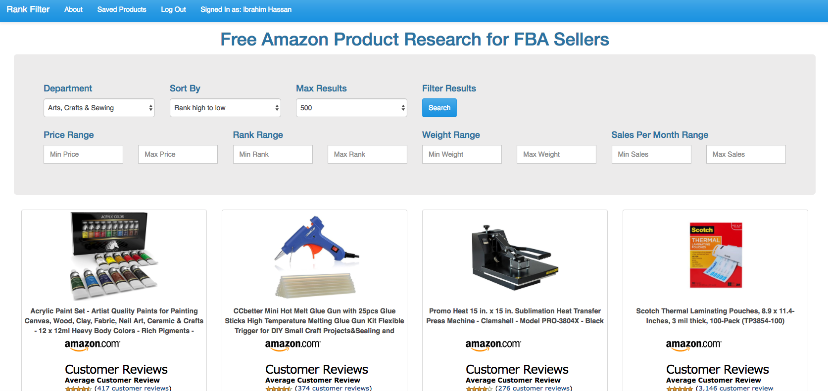 Free Amazon Product Research for FBA Sellers – Introducing Rankfilter.com